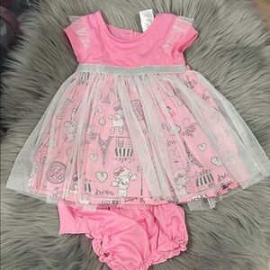 NWT Youngland Pink Baby Dress with Tulle Overlay sz 6-9 months